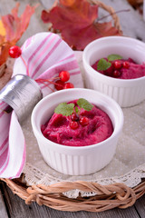 cranberry mousse  on wooden background
