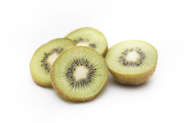 Sliced kiwi on white background