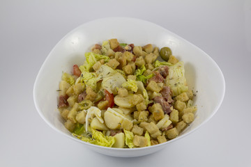 Salad bowl on white background