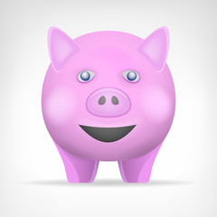 pink pig in front view vector isolated animal
