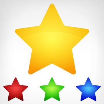 four color rounded star element set isolated
