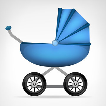 boys blue stroller object isolated vector