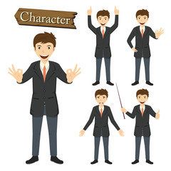 Businessman character set vector illustration