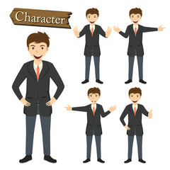 Businessman character set vector illustration