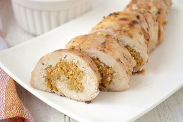 Chicken roll stuffed with pumpkin and nuts