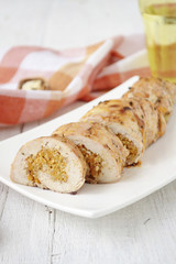 Chicken roll stuffed with pumpkin and nuts