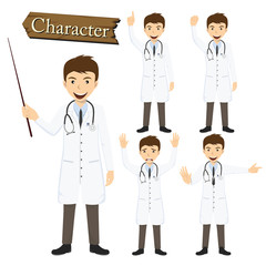 Doctor character set vector illustration