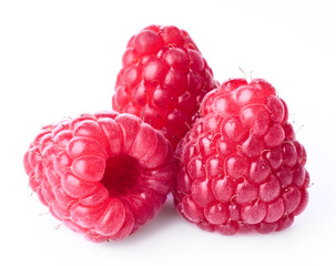 Fresh raspberry on white background
