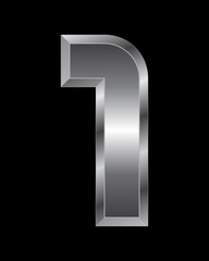 rectangular beveled metal font - number 1
