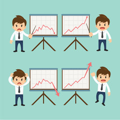 Businessman present growing and present descending vector illust