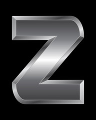 rectangular beveled metal font - letter Z