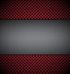 blank gray plate for design on red grill texture background vect