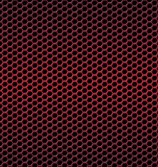 Red aluminum Technology background with black hexagon perforated