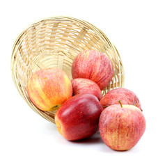 bowl with apples isolated on white.