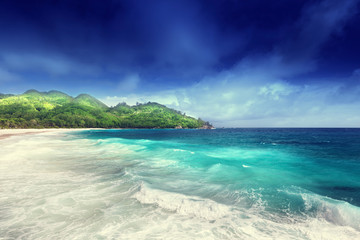 Plakat beach at Mahe island, Seychelles