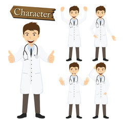 Doctor character set vector illustration