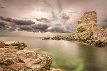Genoese tower at Erbalunga On Cap Corse in Corsica