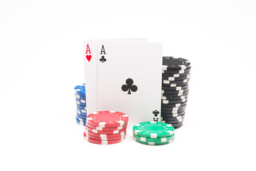 Poker chips with cards