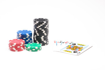 Poker chips with cards