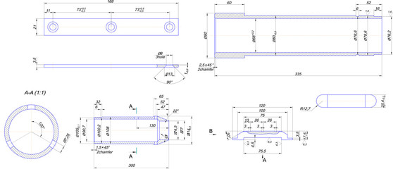 Engineering drawing of steel bush