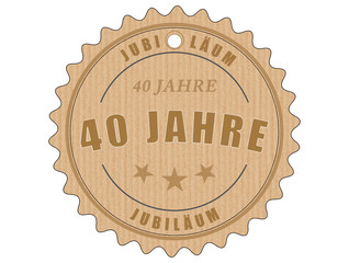je40 JubiläumsEtikett 40 - vintagedesign - 40 Jahre - g1940