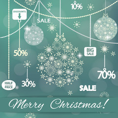 Christmas card with sale tags.