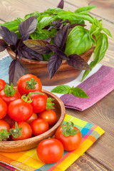 Fresh farmers tomatoes and basil