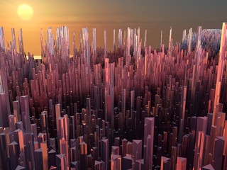 Città del futuro, grattacieli, fantascienza, astratto © Naeblys