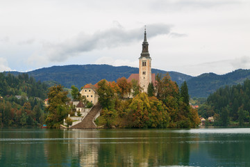 Fototapeta na wymiar Amazing castle Bled lake in Slovenia, Europe