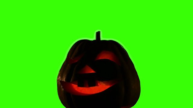 Hellowen pumpkin on green screen