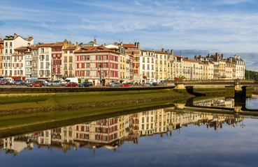 Fototapeta na wymiar Buildings at the embankment of Bayonne - France, Aquitaine