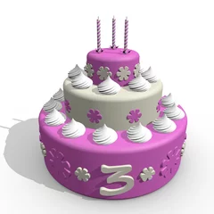 Foto auf Acrylglas Verjaardag cake voor meisje van 3 jaar © emieldelange
