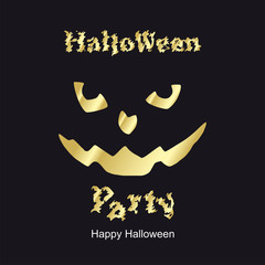 Halloween party gold black logotype