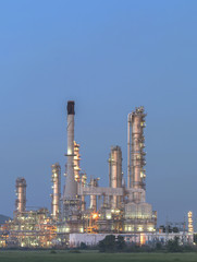 Oil refinery at twilight.