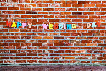 Inscription Happy Wedding Day by individual letters