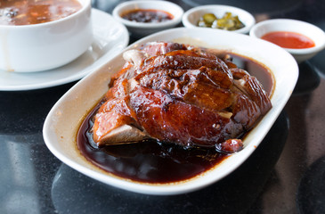 Slices of roast duck traditional chinese cuisine