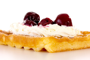 Close-up of fresh bakery waffle