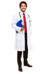 Full length doctor isolated on white