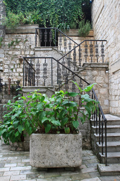 Iron staircase in the old town of Kotor