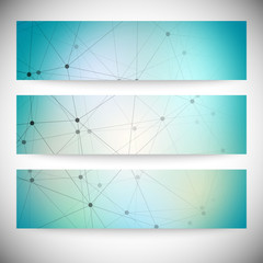 Set of horizontal banners. Abstract blue background vector