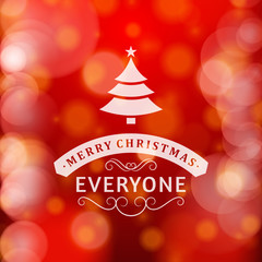 Merry Christmas message and light background with snowflakes