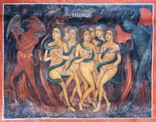 Adulterers Suffering on a Rila Monastery Mural