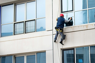 Man cleaning windows