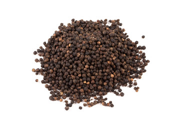 Black pepper was placed on a white background