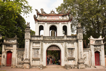 Fototapeta na wymiar Temple of Literature Gate in Hanoi
