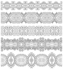 Fototapeta premium collection of seamless ornamental floral stripes, black and whit