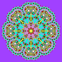 Circle lace ornament, round ornamental geometric doily pattern