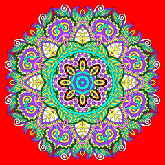 Circle lace ornament, round ornamental geometric doily pattern