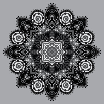 grey circular decorative geometric pattern for yoga fashion desi