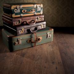 Stack of vintage suitcases